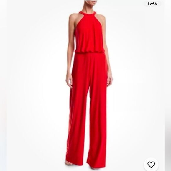 $248 JAY X JAY GODFREY Women's Coral Red Anselm Halter Neck Jumpsuit New Missing - Picture 1 of 9